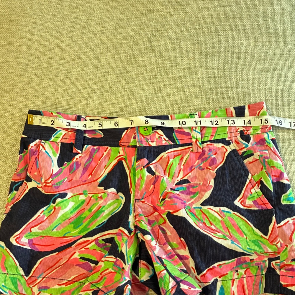 Lilly Pulitzer Callahan‎ Shorts Women 0 Navy Pink Tropical Leaf Preppy Resrt - Picture 7 of 9